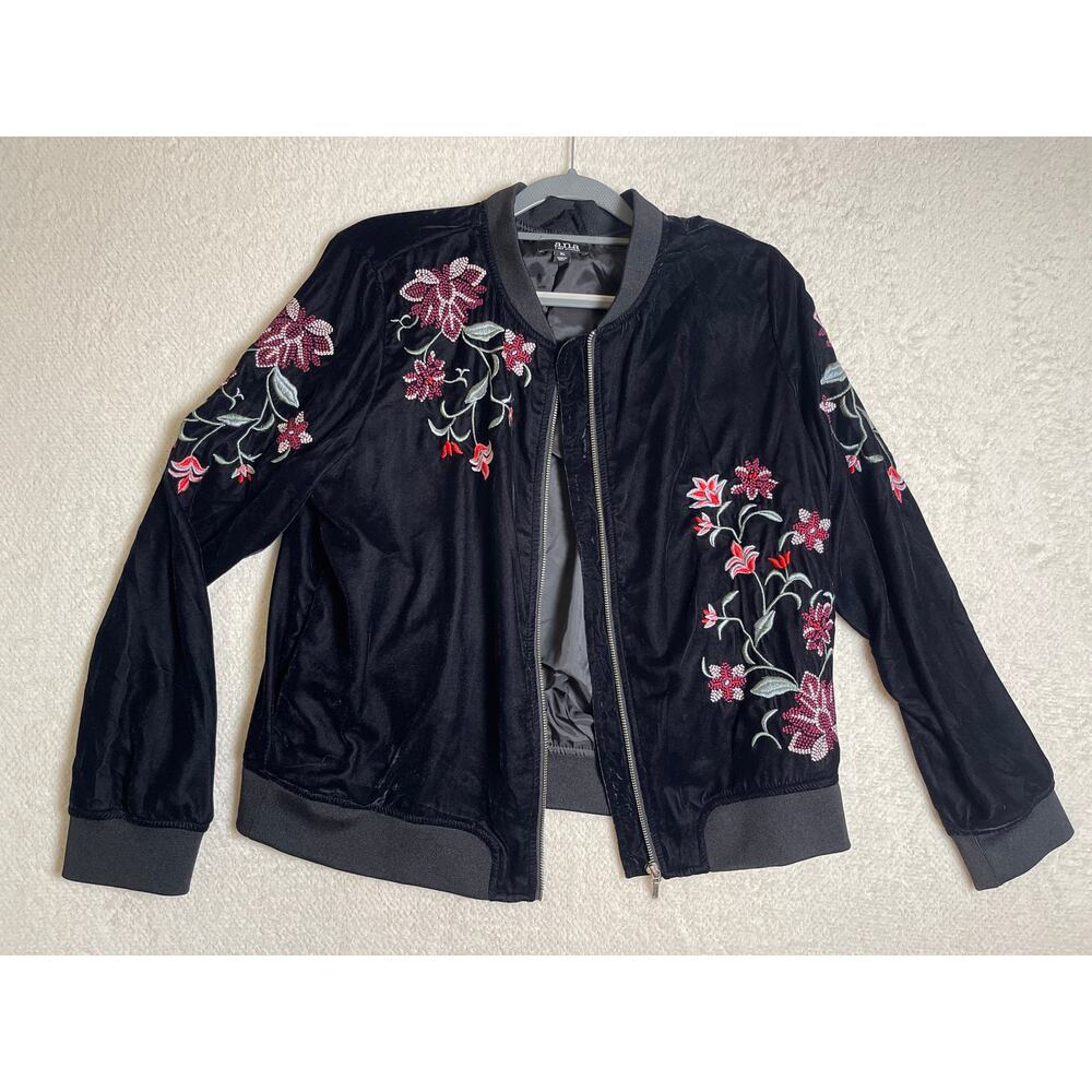 A.N.A Women's Velvet Embroidered Floral Romantic Whimsygoth Western Jacket XL